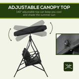 3-Seat Patio Swing Chair, Porch Swing Glider with Cushion, 3 Throw Pillows & Adjustable Canopy for W2225142468