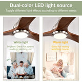 (Same SKU W1592P176970) 52" Solid Wood Blades Ceiling Fan With Light with Remote Control, Noiseless W1592P268340