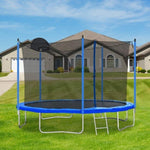 ZUN 12FT Trampoline for Adults & Kids with Basketball Hoop, Outdoor Trampolines w/Ladder and Safety W28550119