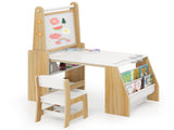 Natural Kids Activity Table with Magnetic Whiteboard/Chalkboard & Paper Roll, Multi-Storage Art Desk 10298016