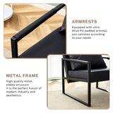 A set of 1 Classic Black PU Leather and Metal Frame Sofa -Ergonomically designed, a perfect blend of W3226P279067