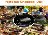 2-in-1 Portable Charcoal BBQ Grill, Dual Air Vents & Chimney Vent, Foldable Iron Barbecue Grill with 20903097