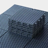 Patio Interlocking Deck Tiles, 12"x12" Square Composite Decking Tiles, Four Slat Plastic Outdoor W1859P224297