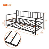 Twin Daybed with Trundle Multifunctional Metal Lounge Daybed Frame WF189880AAB