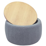 Round Storage Ottoman, 2 in 1 Function, Work as End table and Ottoman, Dark Grey W48735178