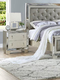 Contemporary 2 Drawers Nightstand In Silver SR014981