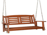 112*53*52cm 500lbs With Chain Double Wooden Swing Reddish Brown 65611589