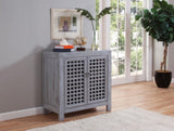 Farmhouse Inspired Accent Cabinet - Lattice Work Front, Distressed Grey Finish B081110876