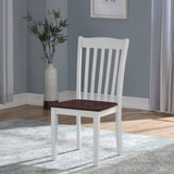 White and Walnut Slat Back Side Chairs B062P182742