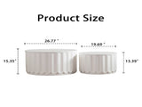 White Round Storage Table Set with Lift-Off Lid, Nesting Design, Elegant Curved-Edge Shape for Cozy W3081P389057