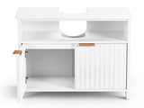 White particleboard with melamine veneer, grille thermoformed, two-door, one-shelf bathroom vanity 51480492