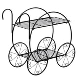 Paint With Handle Cart Shape 2 Layer Plant Stand Black 98903274