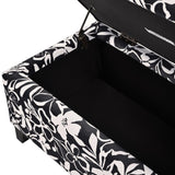 Luxury Storage Ottoman with Floral Patterned Fabric, Soft-Close Hinges, Multi-Functional Footrest & N767P257582W