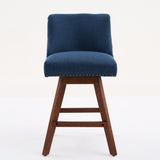 Counter Height Swivel Barstools, 26'' H Seat Height Upholstered Bar Stools Set of 2, Fabric in Blue W1143P237897