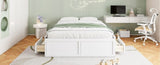 Wood Queen Size Platform Bed Frame with 6 Drawers, White N709P241723K