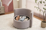 029-Teddy Fabric Swivel And Storage Chair With Back Cushion For Living Room,Light Gray W527P166247