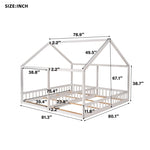 ZUN Twin Size House Platform Beds,Two Shared Beds, White 25183959