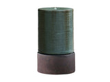 44" Tall Large Modern Cylinder Ribbed Tower Water Fountain With Rustic Base, Contemporary Antique W2078125153
