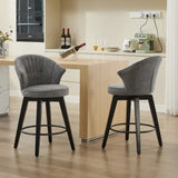 008-Wing Back Swivel Bar Stools Set of 2 - 25" Counter Height Adjustable Stools with Solid Wood Legs W2636P239834