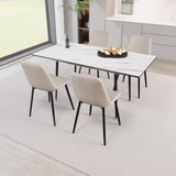 47"-63" extendable MDF modern dining and chair set, suitable for 2-6 people, white dining 32155640