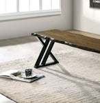 ZUN Industrial Style Dining Room 1pc Bench Only Black and Dark Oak Finish Wooden Seat X-Style Legs B011P208971