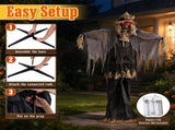 7.3 FT Halloween Animatronic Scarecrow Prop, Sound Activated with Glowing Eyes & Shaking Head, 11232524