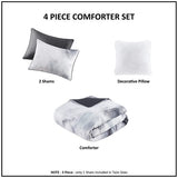 King/Cal King Watercolor Tie Dye Printed Comforter Set with Throw Pillow B035P203248