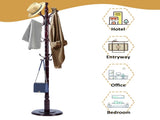 Freestanding Wooden Coat Rack, Vintage Natural Birch Wood Coat Tree with Hooks, Sturdy Hall Tree for 07269466