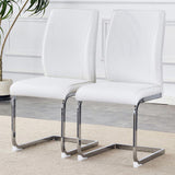 Luxury Simple Arch Chair - Set of 2 White PU Material High Resilience Dining Chair with Arched Metal W1151P154869