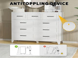 9-Drawer Tall Dresser, White Metal Storage Cabinet with Smooth Gliding Drawers, Space-Saving Chest T2398P498868