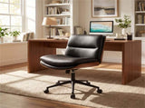 Black Armless Office Chair , Curved Backrest & Wide Seat, 360&deg Swivel & Rocking Function 96919480