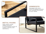 Set of 1 Classic Black PU Leather and Metal Frame Sofa -Ergonomically designed, a perfect blend of W3875P378628