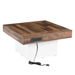 ZUN ON-TREND 31.4'' x 31.4'' Farmhouse Coffee Table with 2 USB Ports and Outlets, Brown Spliced Wood N721P189320K