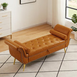 Brown, PU Leather, Metal Feet Upholstered Ottoman Bedroom Lounge Ottoman Flip Top Storage Sofa Bench 59534412