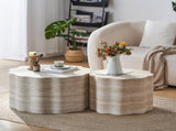 Set of 2 Round Coffee Tables for Living Room, Faux Mars Pattern Modern Minimalist Side Tables Accent W3040P382320