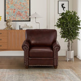 Living Room Sofa Single Seat Chair with Wood Leg Burgundy Faux Leather W1097125452