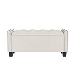 ZUN Upholstered Velvet Storage Ottoman Bench for Bedroom, End of Bed Bench with Rivet Design, Tufted WF322807AAA