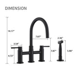 Double Handle Bridge Kitchen Faucet with Side Spray W122581047