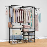 ZUN Clothing Rack Clothes Rack, 66'' Multifunctional Garment Rack for Hanging Clothes, 4 Tiers Portable 44674946