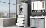 ZUN Storage Cabinet with 2 Doors and 4 Drawers for Bathroom, Office, Adjustable Shelf, MDF Board with 04632188