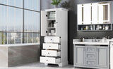 ZUN Storage Cabinet with 2 Doors and 4 Drawers for Bathroom, Office, Adjustable Shelf, MDF Board with WF302825AAK