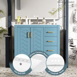 36'' Bathroom Vanity with Ceramic Sink Combo, Solid Wood Frame Bathroom Storage Cabinet, N710P243327M