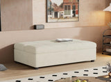 Twin Size Folding Ottoman Sleeper Bed with Mattress Convertible Guest Bed, White N719P243722K