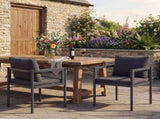 Outdoor Dining Chair Set of 2, All-Weather Grey Aluminum Frame Patio Chairs with Grey Fabric N779P369116G