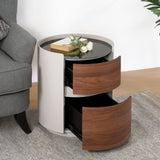 MDF ITALIAN RETRO DOUBLE STORAGE ROUND SIDE TABLE, GRAY BROWN COLOR N770P281244G