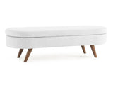 Ottoman Oval Storage Bench,Rubber Wood Legs,White W48764885