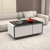 ZUN Modern Smart Coffee Table with Built in Fridge, Outlet Protection,Wireless Charging, Mechanical W1172137645