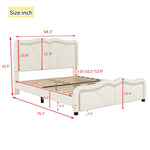 ZUN Full Size Upholstered Platform Bed with Curve Shaped and Height-adjustbale Headboard,LED Light WF323749AAK