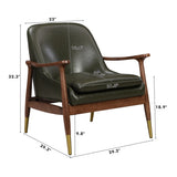 29.2'' Mid-Century Faux Leather Accent Chair with Cushioned Seat, Solid Wood Frame, and Brass-Tipped N767P205863G