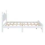 Queen Size Wood Platform Bed Frame,Retro Style Platform Bed with Wooden Slat Support,White WF308185AAK